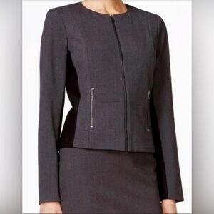 Calvin Klein Charcoal Gray Zip-Front Blazer